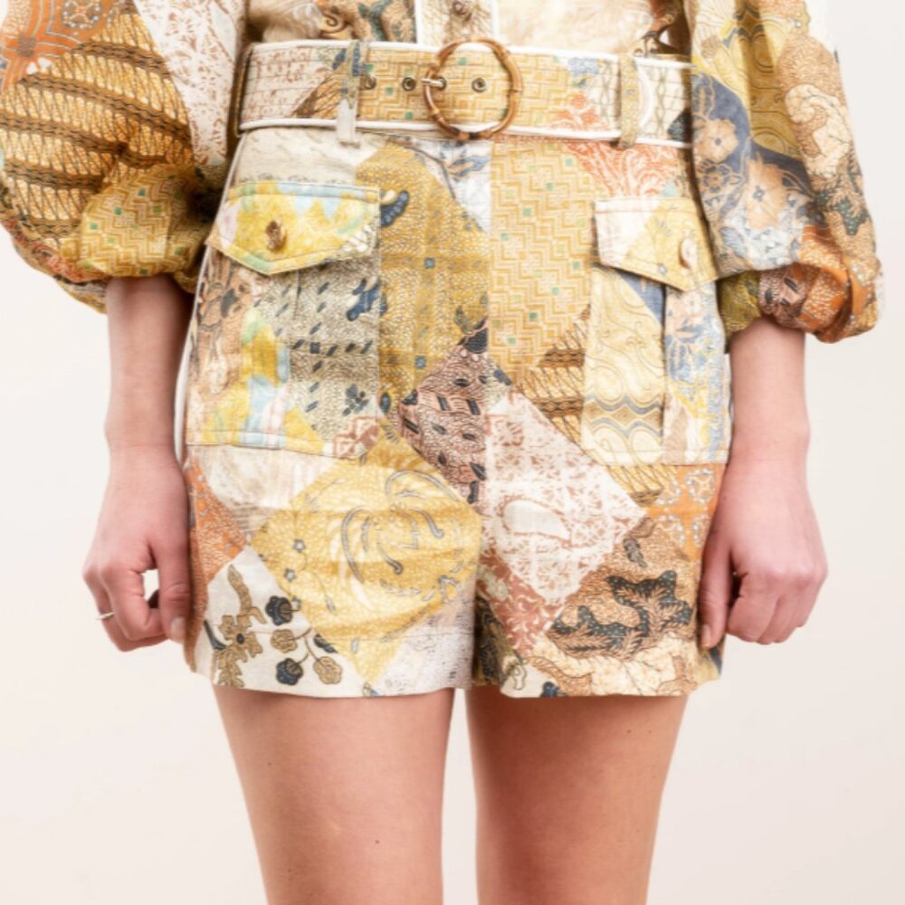 Zimmermann Orange and Yellow High Waist Shorts